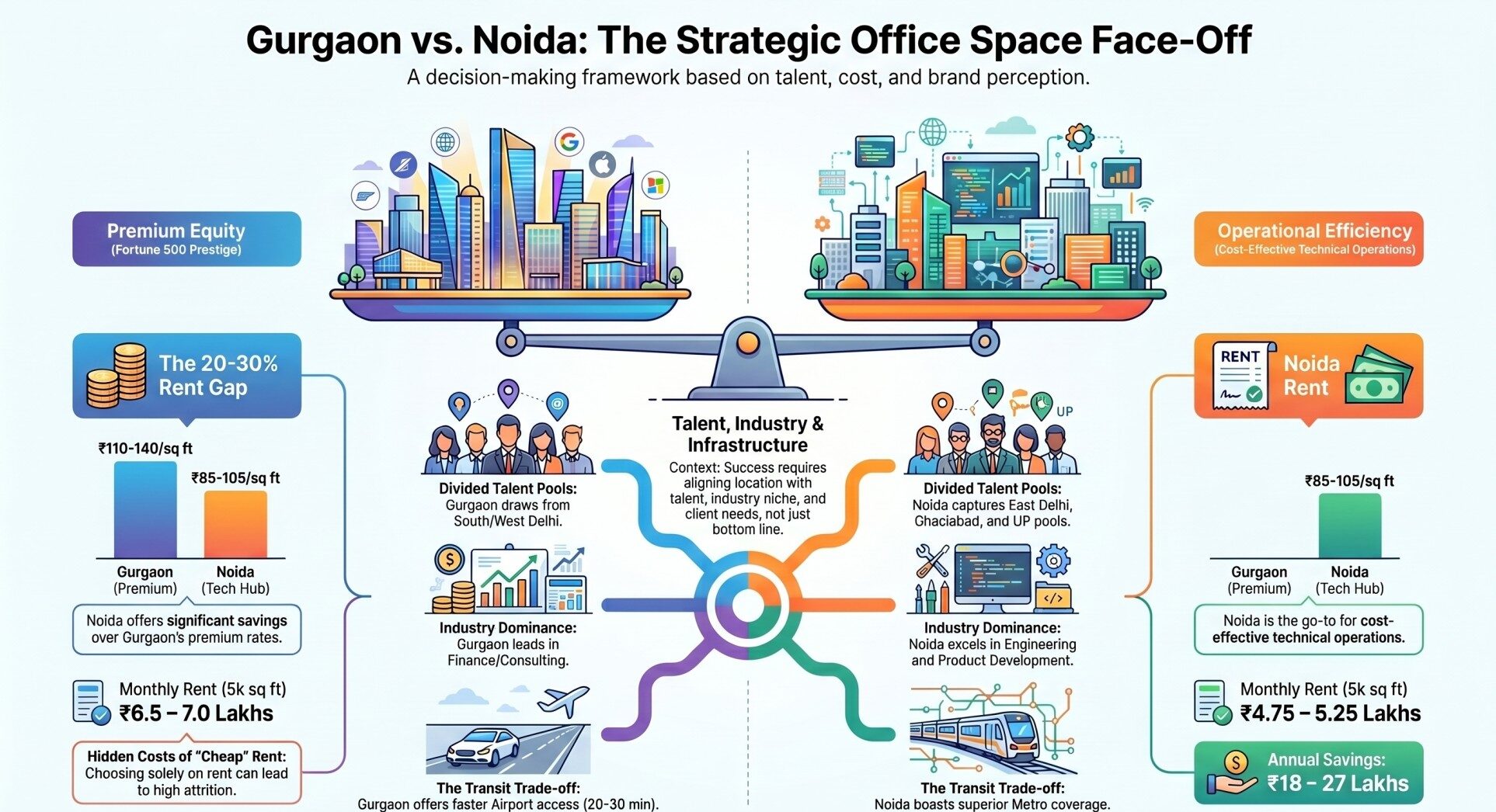 Gurgaon vs Noida office space